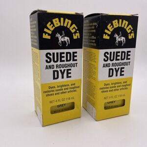 (2) Fiebling's SUEDE & Roughout Dye Grey Shoes & Purses -1 Sealed/1 used USA
